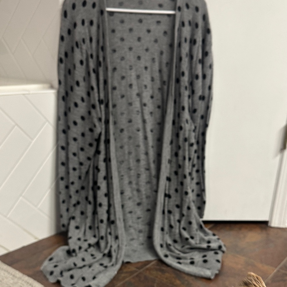 Torrid Gray and Black Polka Dot Cardigan
